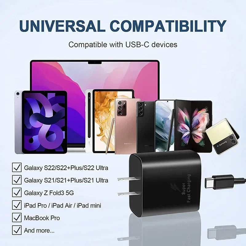 SmartGearPros 45W Ultra Fast USB-C Charger - Power Adapter for Samsung Galaxy & Android