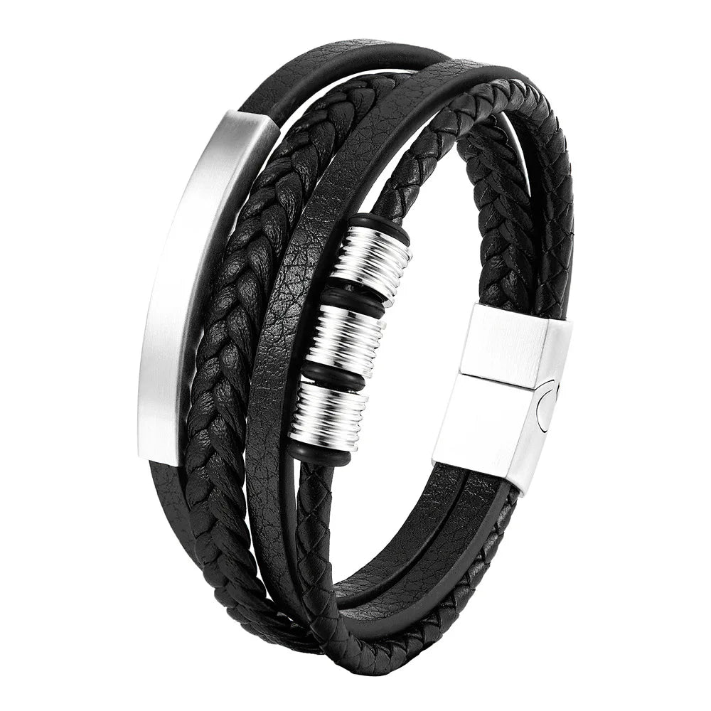 SmartGearPros Men's Rope Bracelet – Stainless Steel Charm Wristband for Style, Strength & Gifting