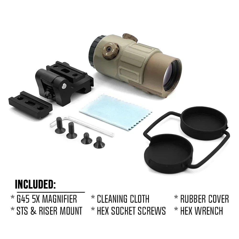 EVOLUTION GEAR G45 Tactical Magnifier – 5x Flip-to-Side Scope