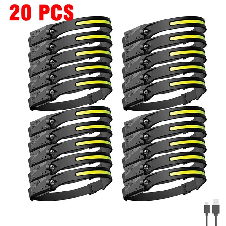 SmartGearPros USB Rechargeable LED Headlamp – Waterproof Sensor Flashlight for Camping & Fishing