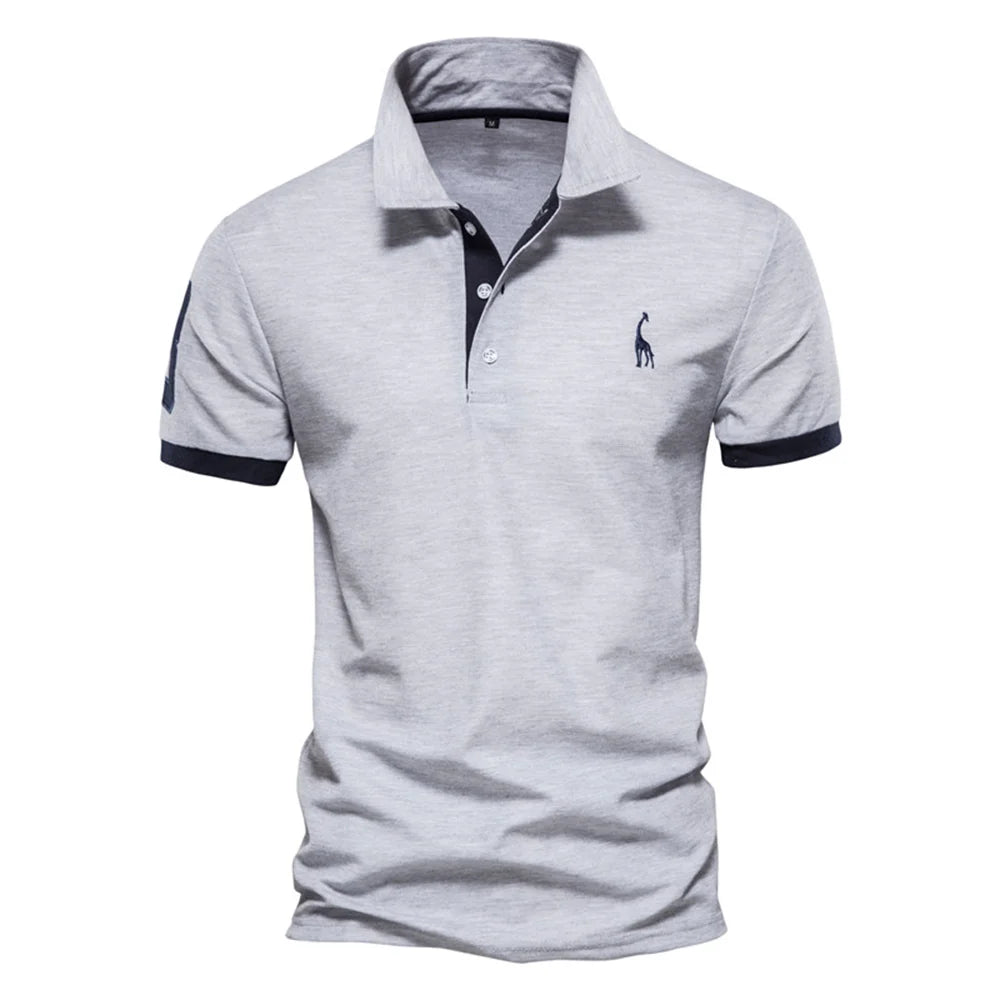 SmartGearPros WildStride Polo – Embroidered Giraffe, Bold Color Blocks & Cool Comfort