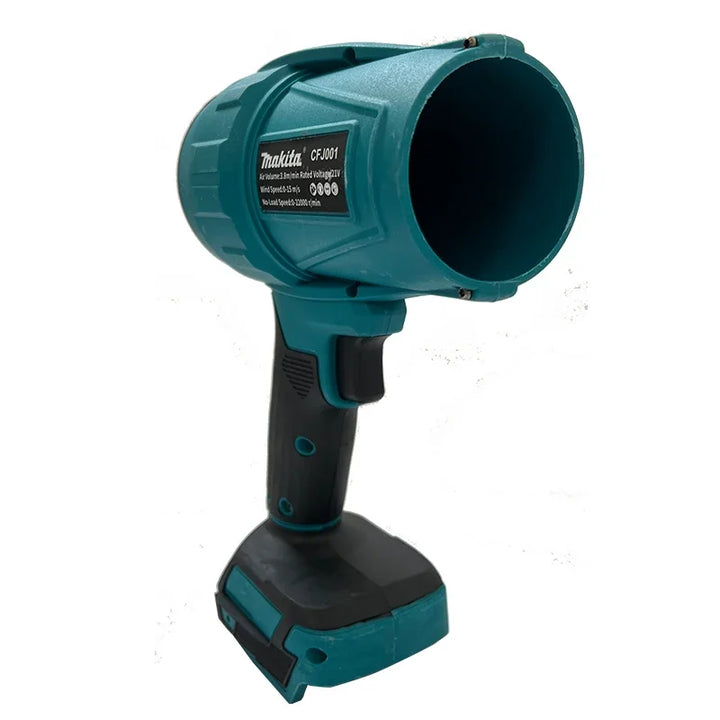 Teal and black Makita cordless blower
 on a white background