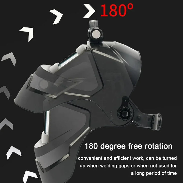 Pc Welding Masks Automatic Variable Light Adjustment Large View Auto Darkening Welding Facemask For Arc Welding Grinding Cutting product image showing features or usage