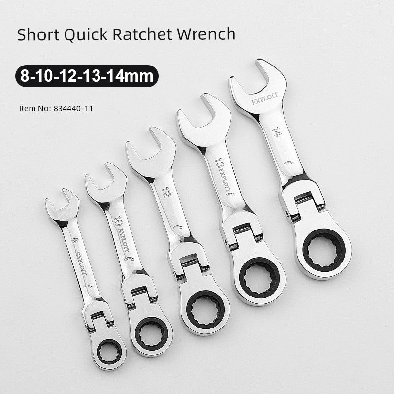 SmartGearPros Short Handle Fast Ratchet Wrench – Dual-Purpose, Labor-Saving, Offset Spanner (10-13mm)