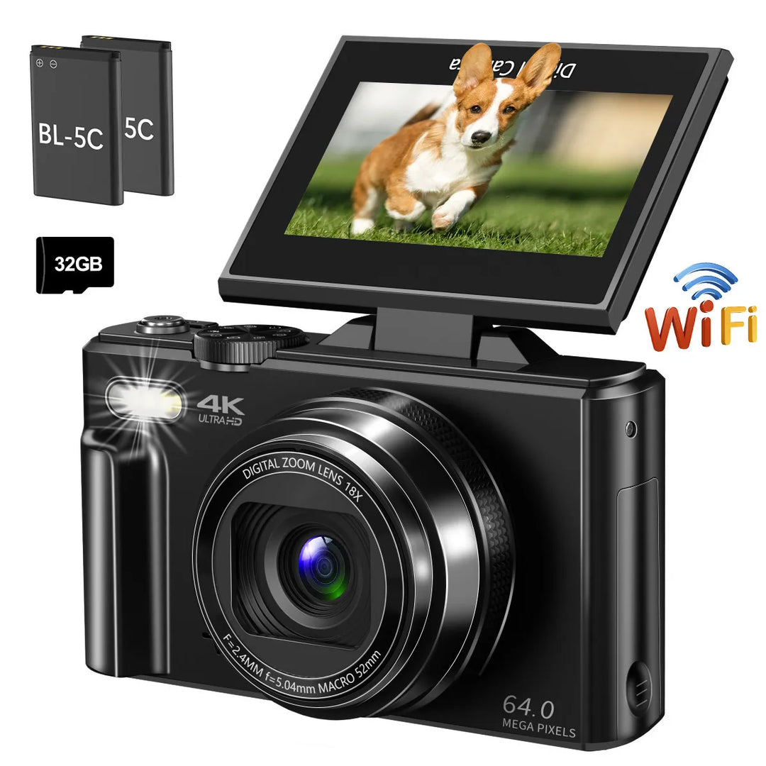 SmartGearPros 4K Compact Digital Camera – 18X Zoom, 48MP Photography & Vlogging Ready