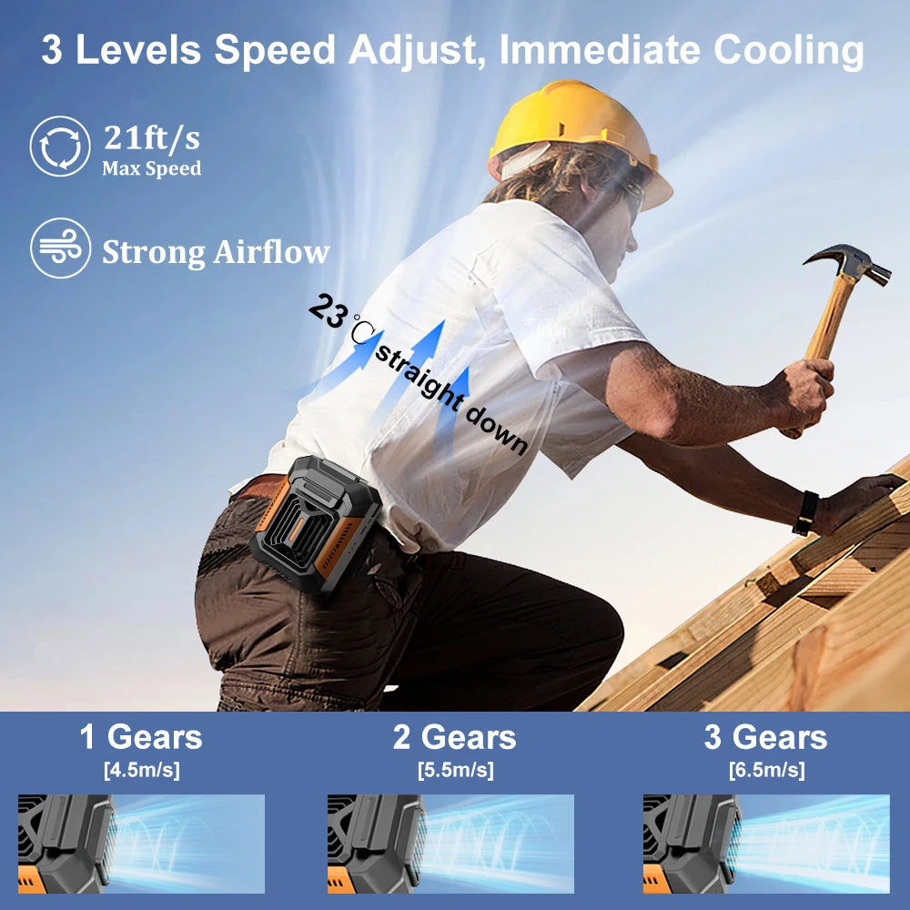 SmartGearPros Clip-On Cooling Fan – Portable Waist & Neck Fan for Outdoor Work, Construction & Summer Heat Relief