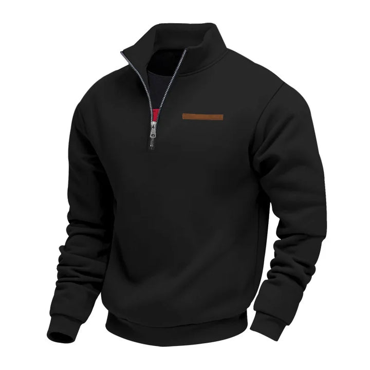 Men's Heavy Fleece Sweater - Half-Zip Stand Collar Pullover