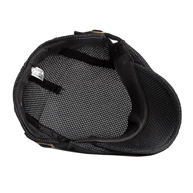 1Pc Mens Casual Hat Berets Caps For Spring Summer Autumn Flat Cap Breathable Mesh Cap Flat Peaked Beret Hats Golf Hat product image showing features or usage