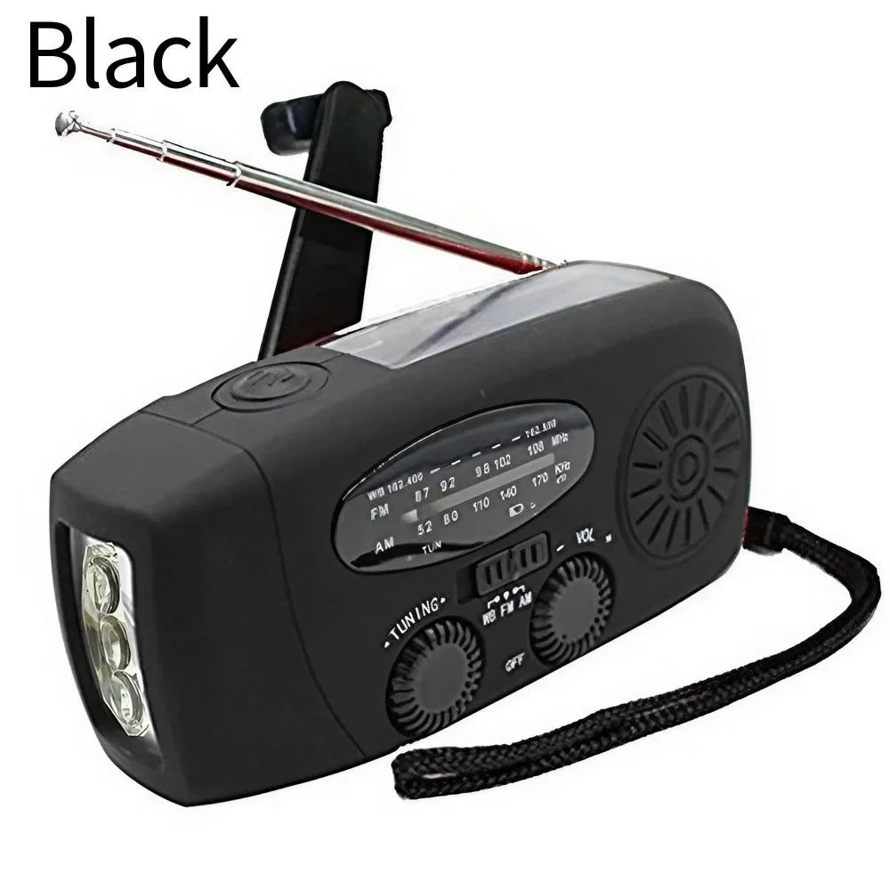 SmartGearPros Emergency Weather Radio - FM AM WB Hand Crank Solar USB Charging 2000mAh Power Bank LED Flashlight