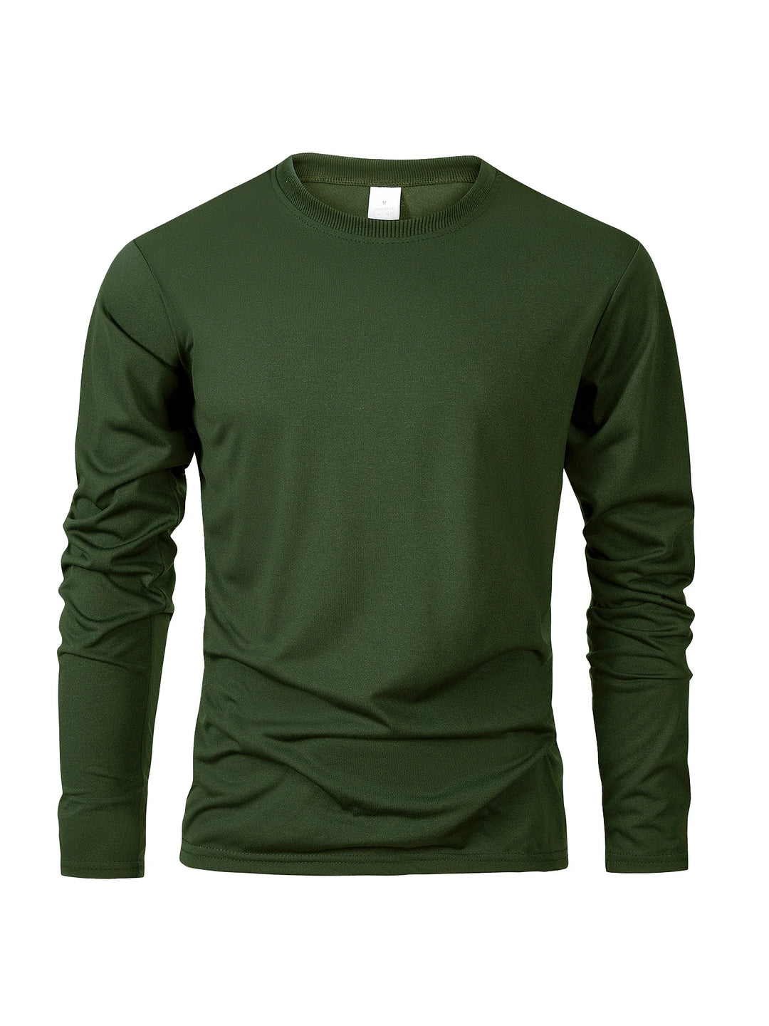 Army green long-sleeve shirt on a white background