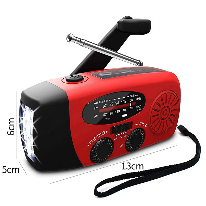 SmartGearPros Emergency Weather Radio - FM AM WB Hand Crank Solar USB Charging 2000mAh Power Bank LED Flashlight