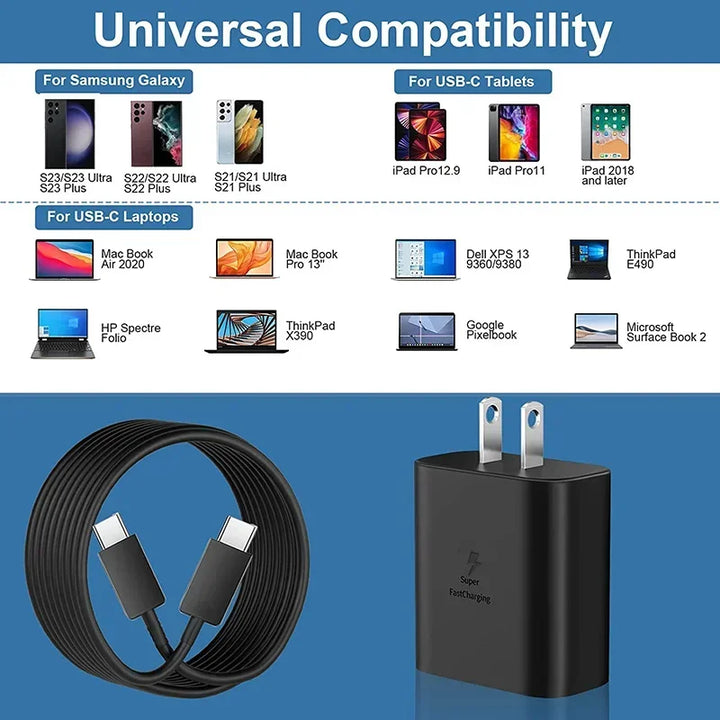 SmartGearPros 45W Ultra Fast USB-C Charger - Power Adapter for Samsung Galaxy & Android