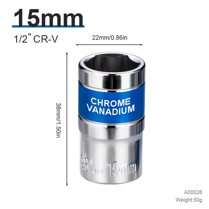 NIUXIANG 1/2" Drive Deep Impact Socket – Metric Chromium-Vanadium Steel