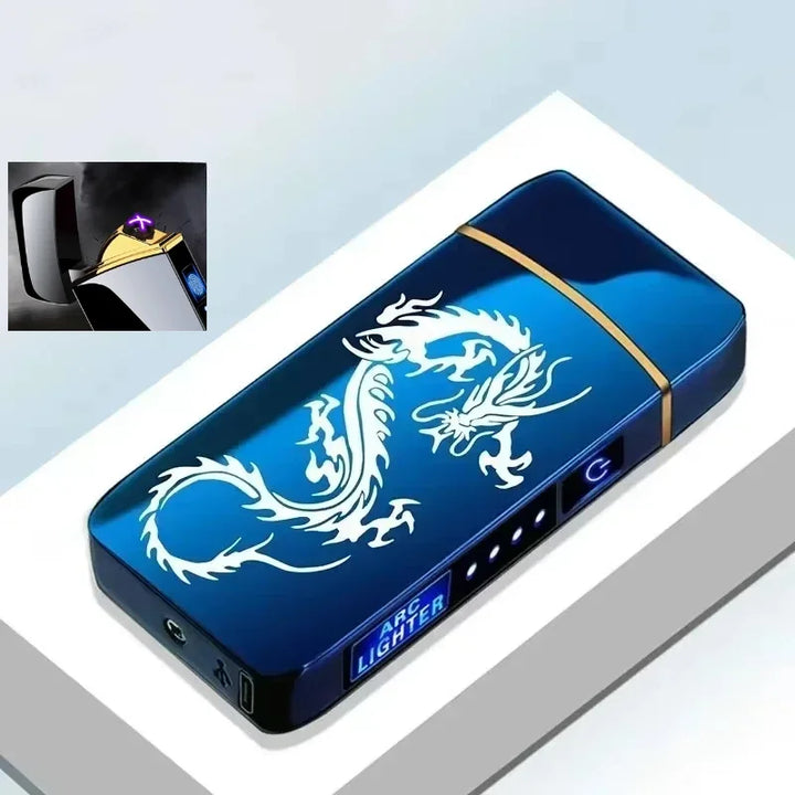 SmartGearPros Electric Windproof Metal Lighter Double Arc Flameless Plasma Rechargeable USB Lighter LED Power Display Touch Sensor Lighters