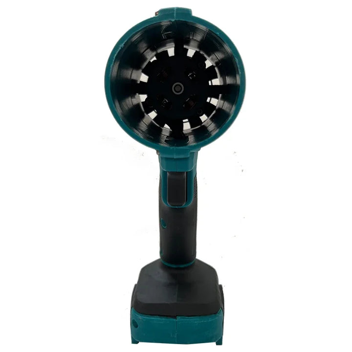 Teal and black handheld tool on a white background