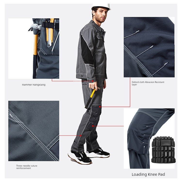 Swedish Baoshiji B129 Kneecap Protection Parka Wear Resistant Wear Resistant Labor Protection Solid Maintenance Ship Work Clothes Work Pants product image showing features or usage