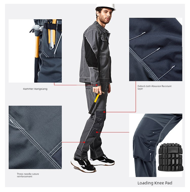 Swedish Baoshiji B129 Kneecap Protection Parka Wear Resistant Wear Resistant Labor Protection Solid Maintenance Ship Work Clothes Work Pants product image showing features or usage