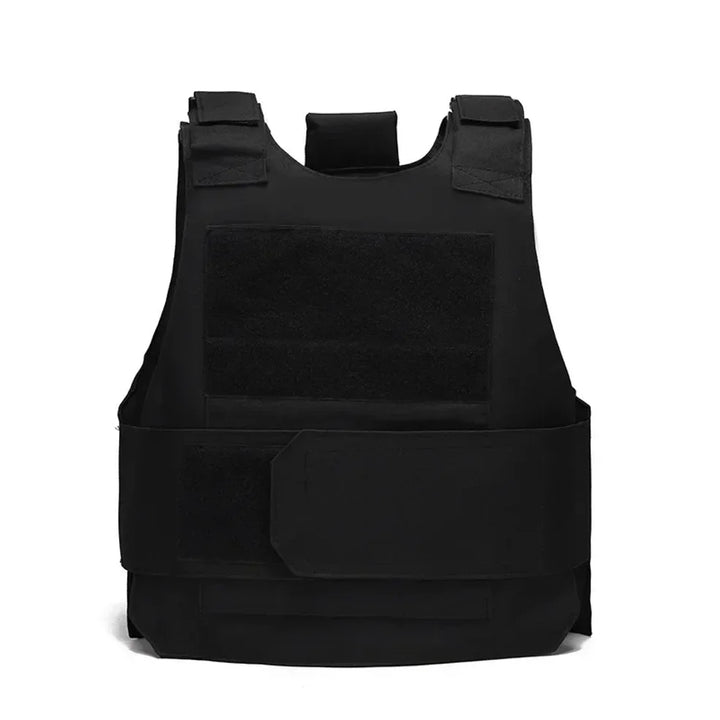 Black tactical vest on a white background