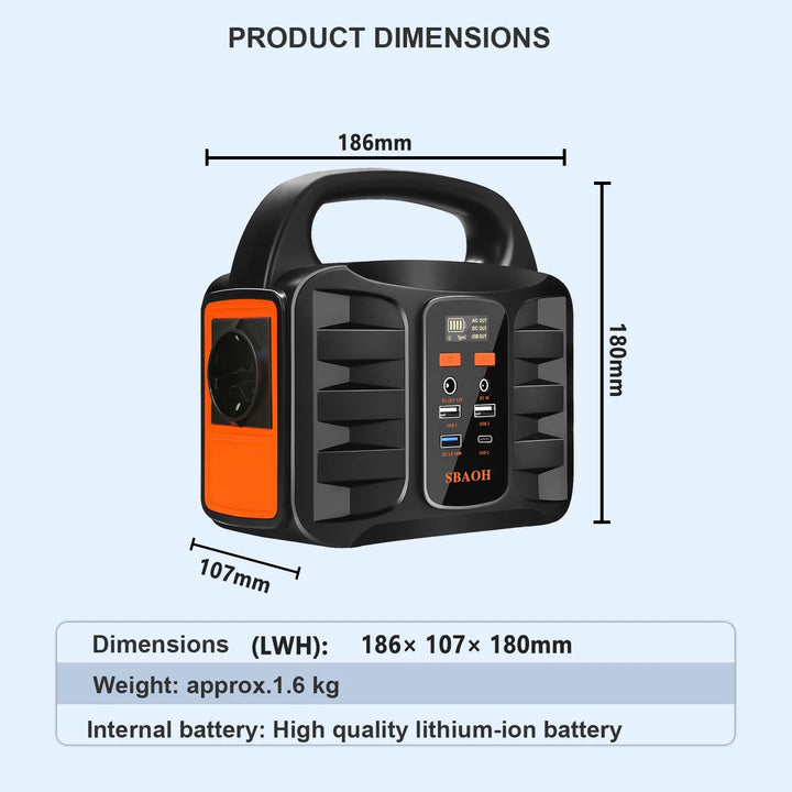 SmartGearPros Portable Power Station,155Wh 42000mAh Outdoor Solar Generator with 110V/150W(Peak 200W) AC Outlet and USB-C PD(30W) Port,Power – High-Capacity, Portable & Reliable Power Solution for Outdoor Adventures & Emergencies