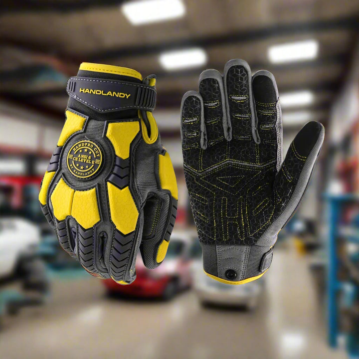 Handlandy Heavy Duty Work Gloves For Men Cut 6 Safety Impact Protection Working Gloves Touch Screen Mechanics Gloves product image showing features or usage