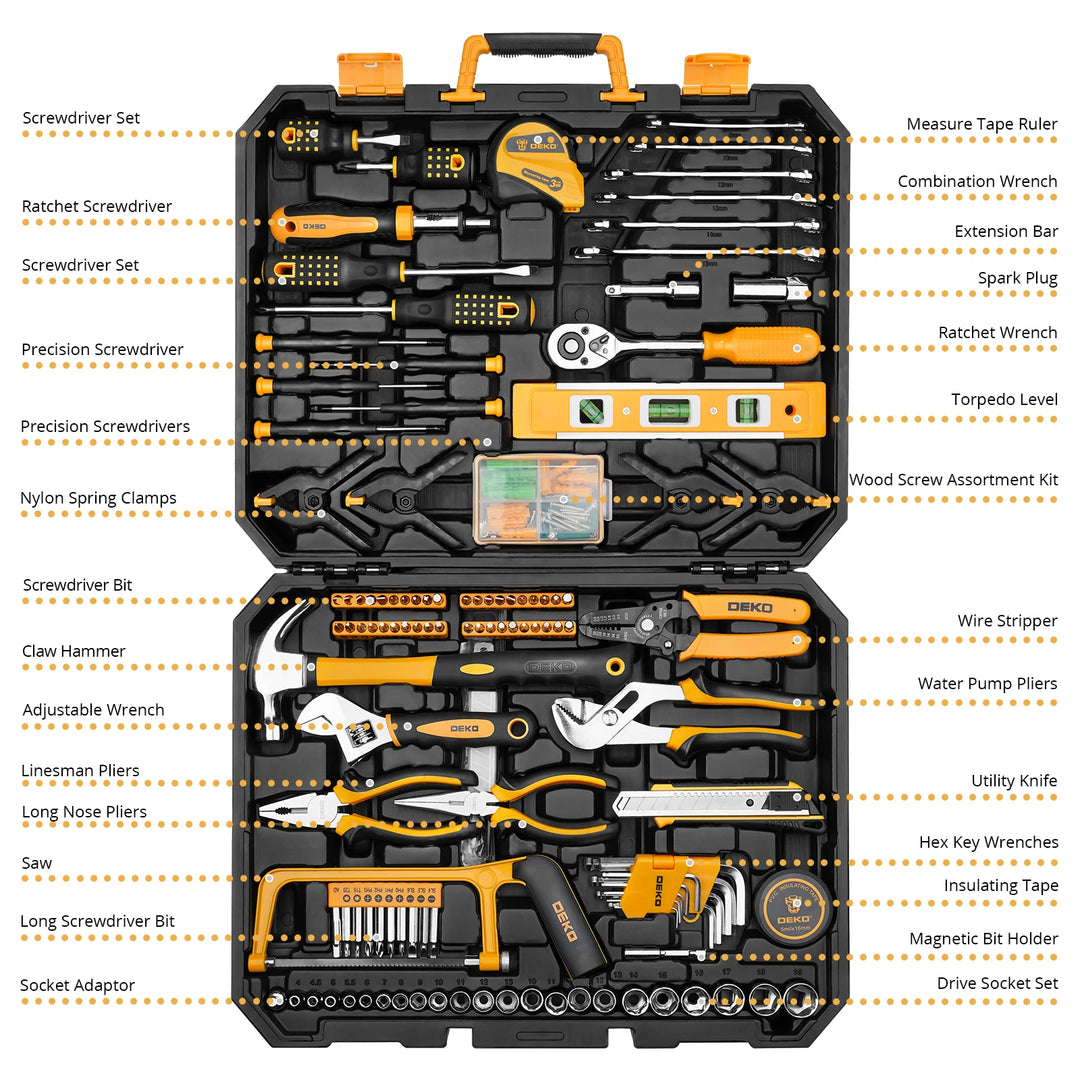 SmartGearPros DEKO 228-Piece Socket Wrench Auto Repair Tool Set with Storage Case