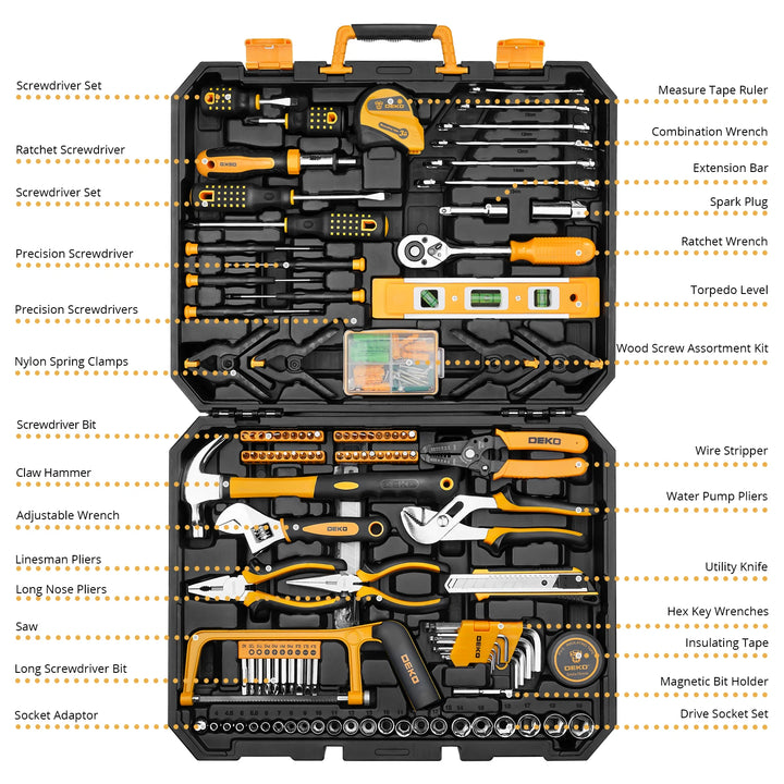 SmartGearPros DEKO 228-Piece Socket Wrench Auto Repair Tool Set with Storage Case