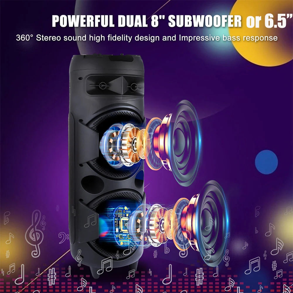 SmartGearPros 6000W Bluetooth Speaker – Portable Subwoofer with Deep Bass, LED Lights & Mic Support