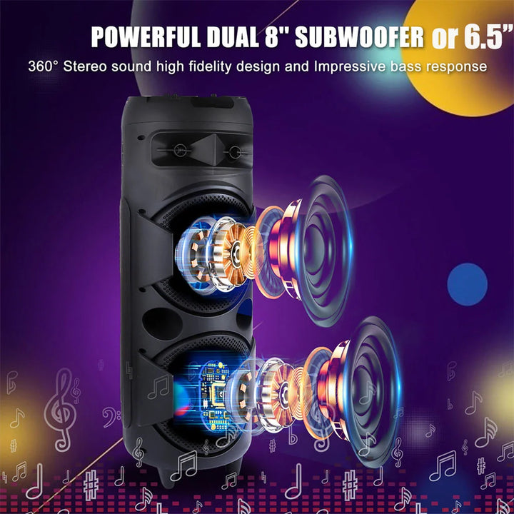 SmartGearPros 6000W Bluetooth Speaker – Portable Subwoofer with Deep Bass, LED Lights & Mic Support