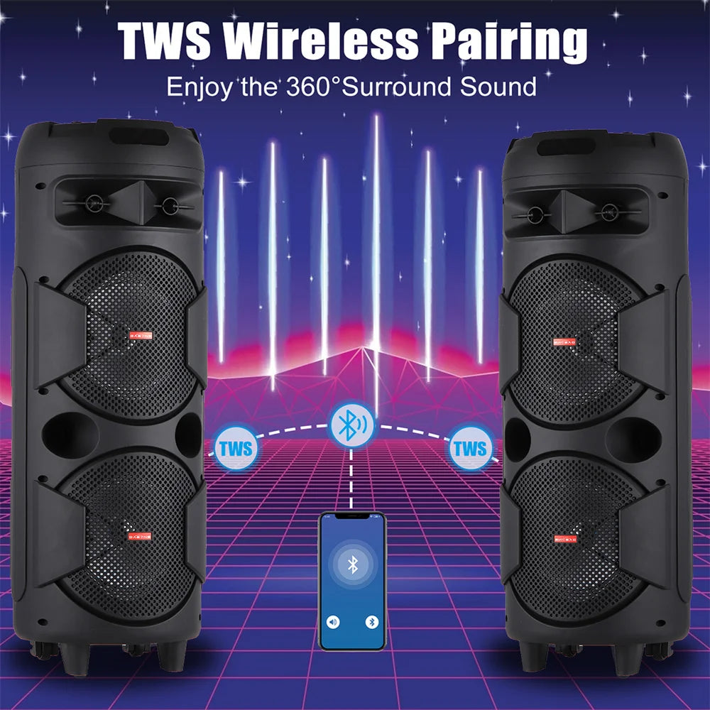 SmartGearPros 6000W Bluetooth Speaker – Portable Subwoofer with Deep Bass, LED Lights & Mic Support