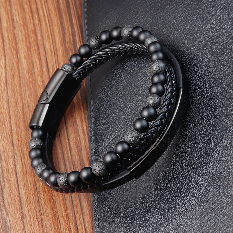 SmartGearPros Men's Rope Bracelet – Stainless Steel Charm Wristband for Style, Strength & Gifting