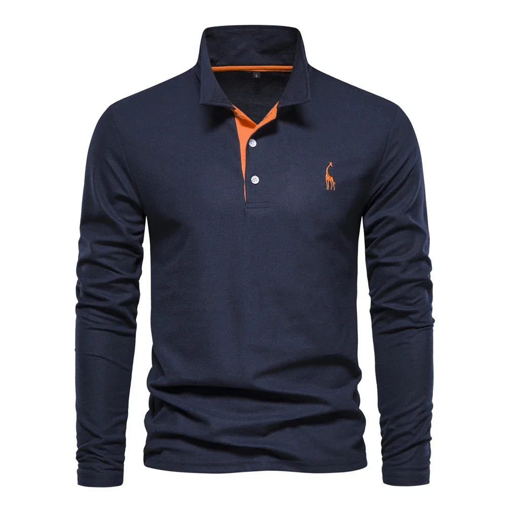 SmartGearPros SmartGearPros Men’s Embroidered Polo Shirt – Long Sleeve Business Casual Fashion