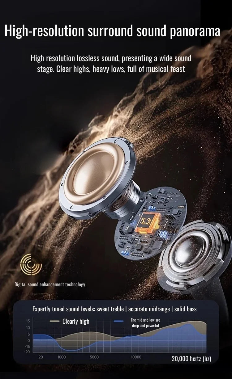 Speaker system with high-resolution surround sound technology on a dark background