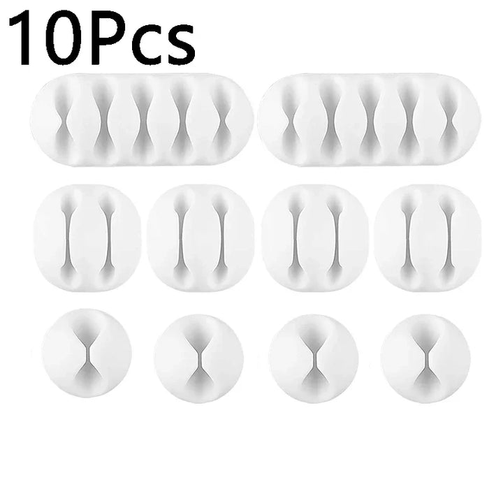 SmartGearPros Self-Adhesive Cable Clips – 1/3/5/10-Pack Silicone USB Cord Holders for Desk, Car & Home Use