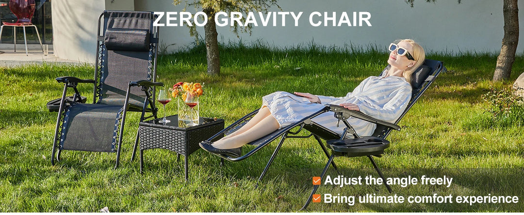 JHK Zero Gravity Recliner Set – 2-Pack Portable Outdoor Lounge Chairs
