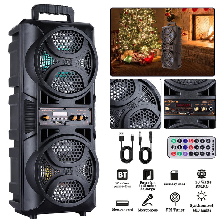 SmartGearPros 3000W Bluetooth Speaker – Portable Subwoofer Boombox with Deep Bass, LED Lights & Mic Support