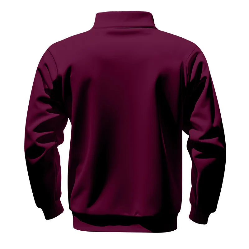 Men's Heavy Fleece Sweater - Half-Zip Stand Collar Pullover