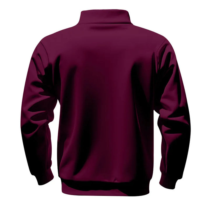 Men's Heavy Fleece Sweater - Half-Zip Stand Collar Pullover