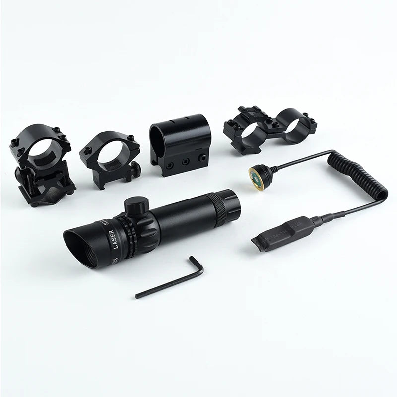 Black rifle scope with accessories on a white background