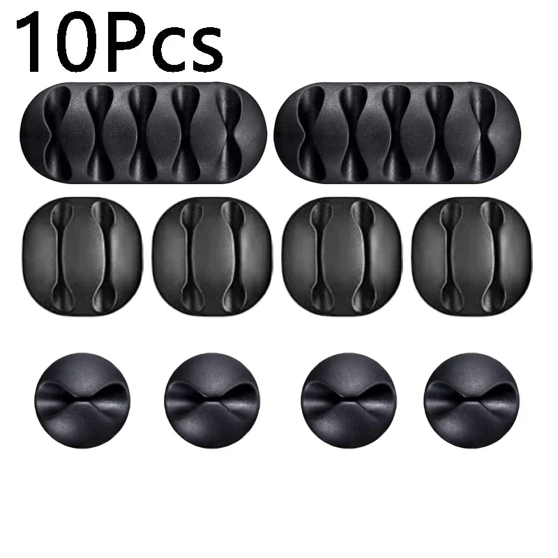 SmartGearPros Self-Adhesive Cable Clips – 1/3/5/10-Pack Silicone USB Cord Holders for Desk, Car & Home Use