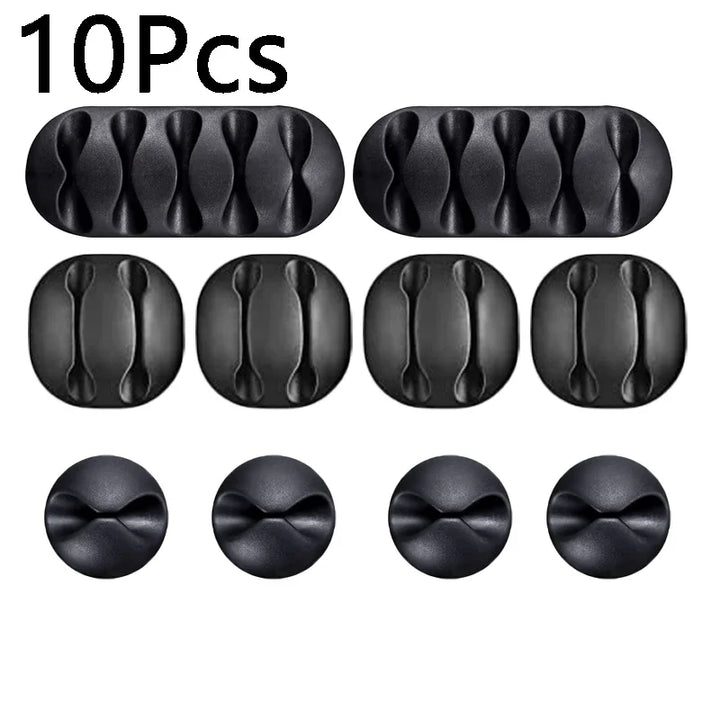 SmartGearPros Self-Adhesive Cable Clips – 1/3/5/10-Pack Silicone USB Cord Holders for Desk, Car & Home Use