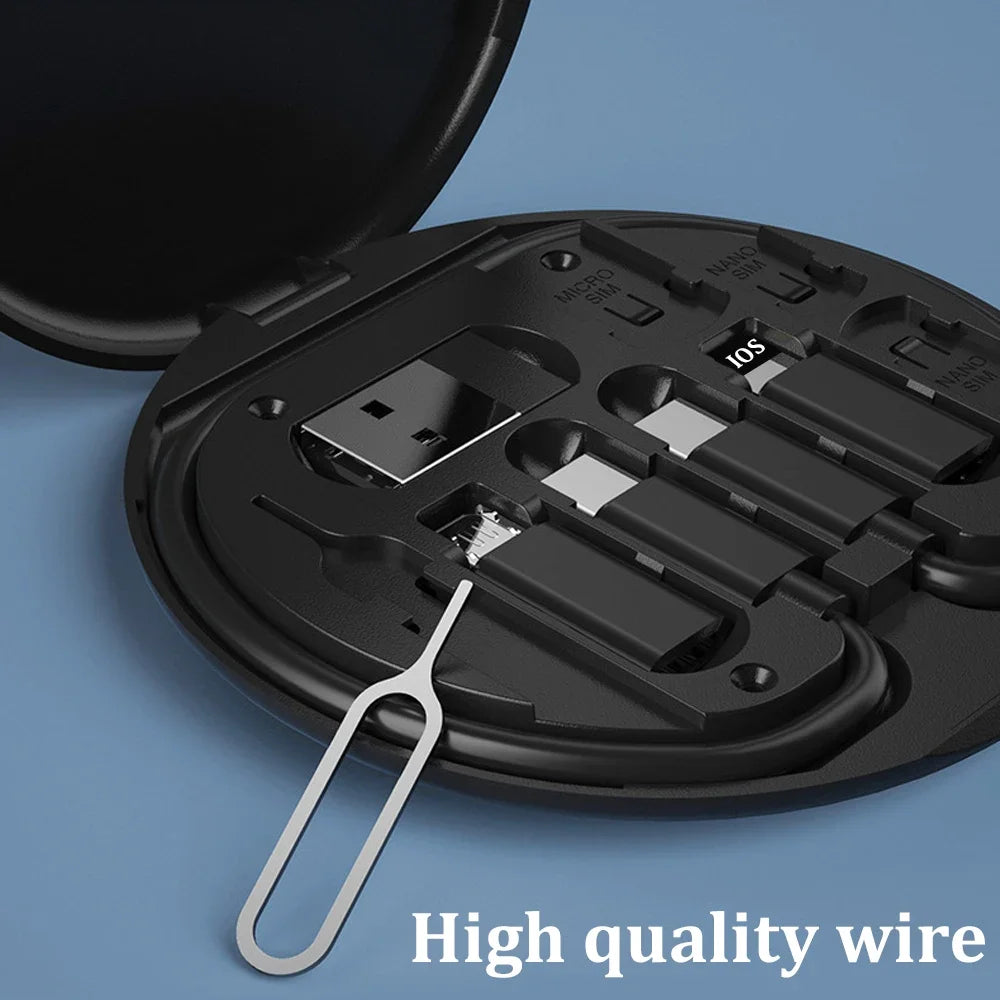 Portable USB adapter hub laid out on desk surface