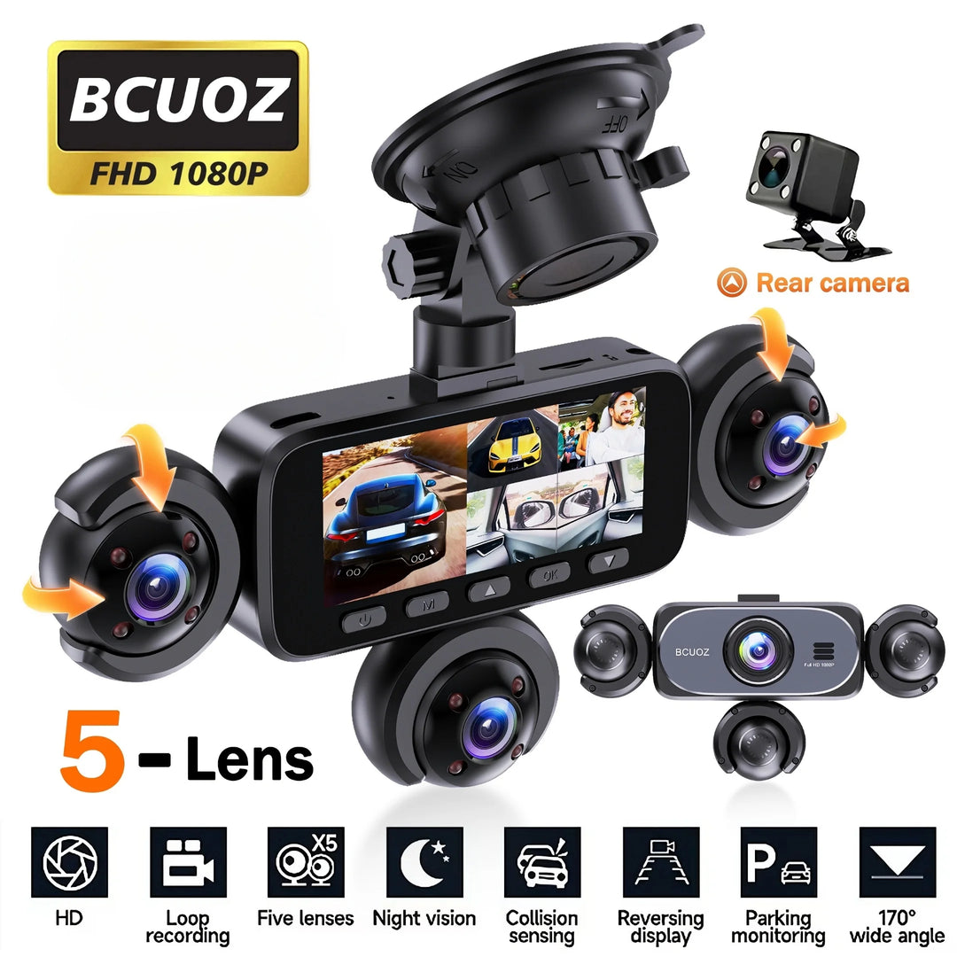 BCUOZ Multi-Camera Dash Cam – 1080P Front/720P Auxiliary