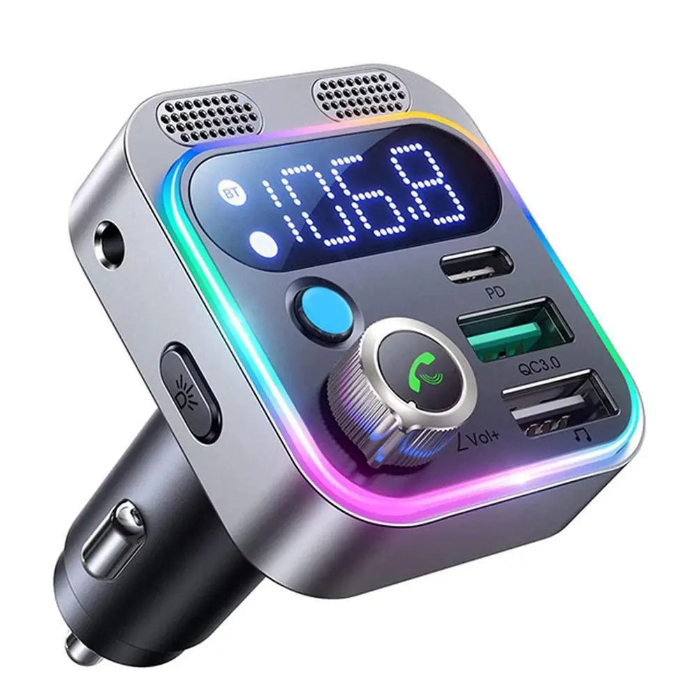SmartGearPros Bluetooth 5.3 FM Transmitter – 4-Port USB Car Adapter with Hands-Free Calls & Hi-Fi Audio