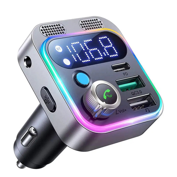 SmartGearPros Bluetooth 5.3 FM Transmitter – 4-Port USB Car Adapter with Hands-Free Calls & Hi-Fi Audio