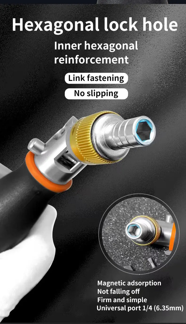 Compact ratcheting wrench set displayed with socket heads