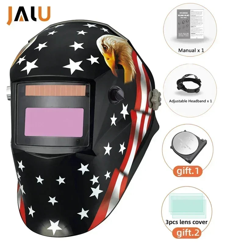 Multiple color variants of the welding hood lineup