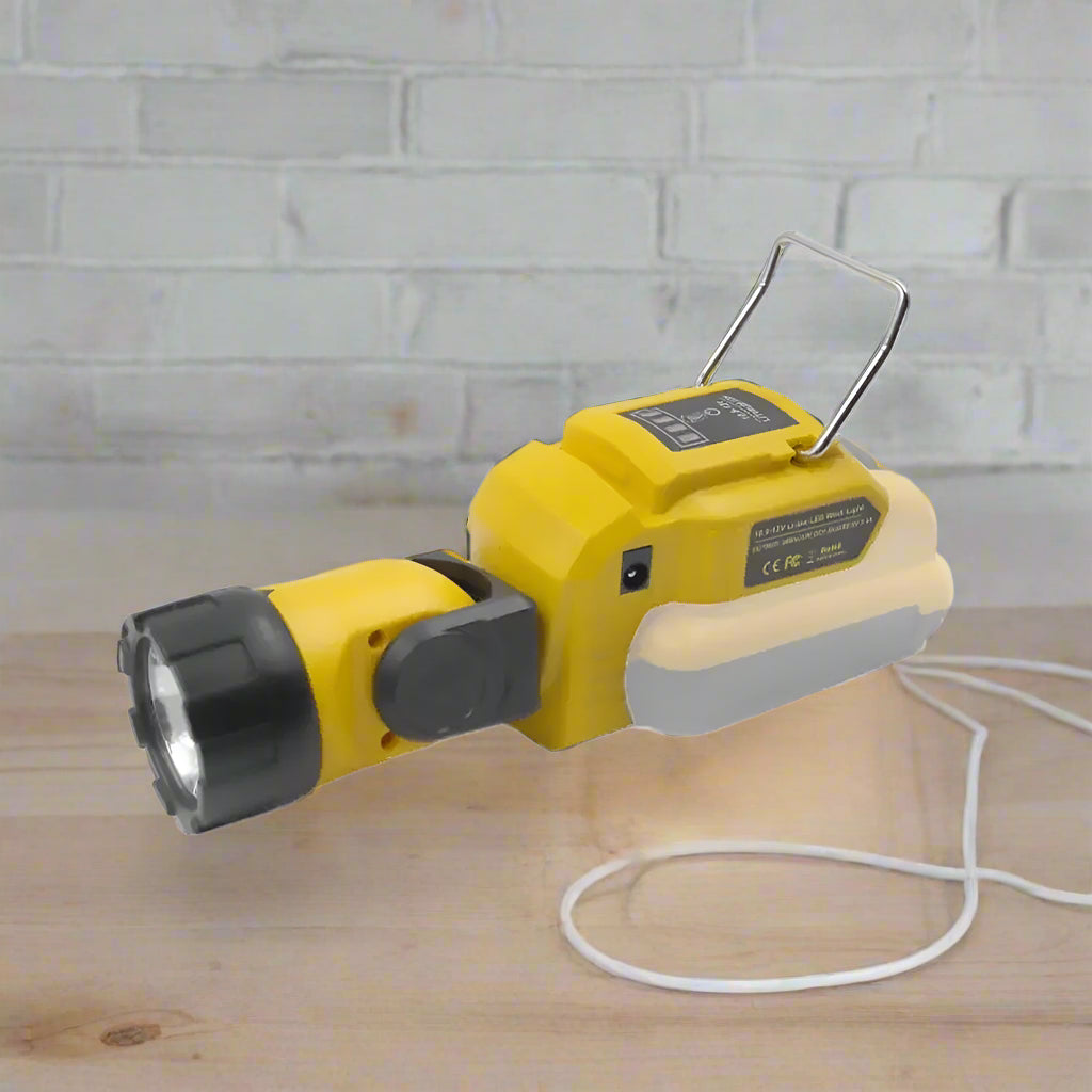 Close-up of Dewalt-compatible battery connector and contact pins