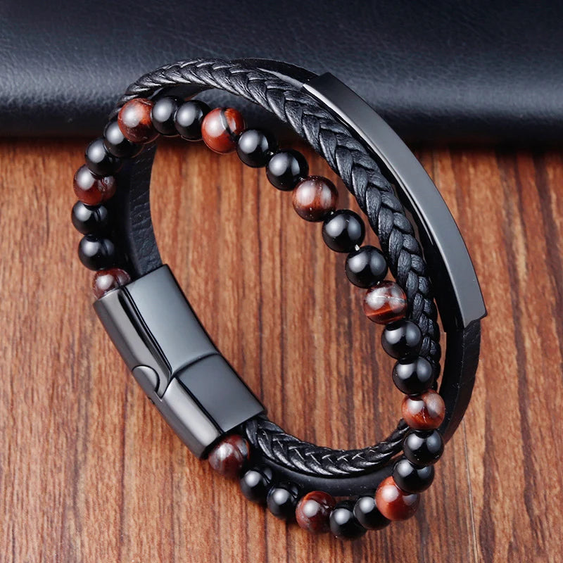 SmartGearPros Men's Rope Bracelet – Stainless Steel Charm Wristband for Style, Strength & Gifting