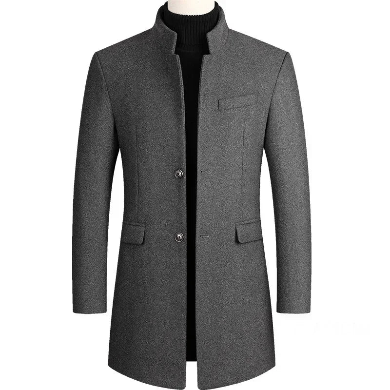 SmartGearPros Men's Winter Cashmere Wool Trench Coat – Slim Fit, Warm & Stylish Business Jacket (4X)