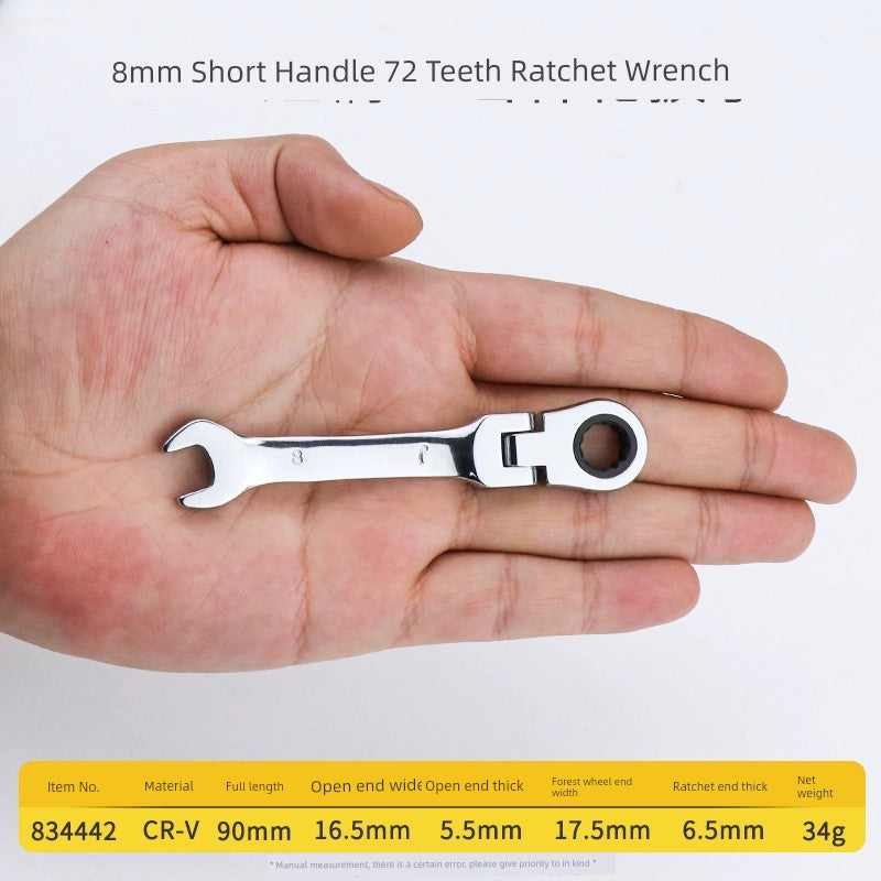 SmartGearPros Short Handle Fast Ratchet Wrench – Dual-Purpose, Labor-Saving, Offset Spanner (10-13mm)